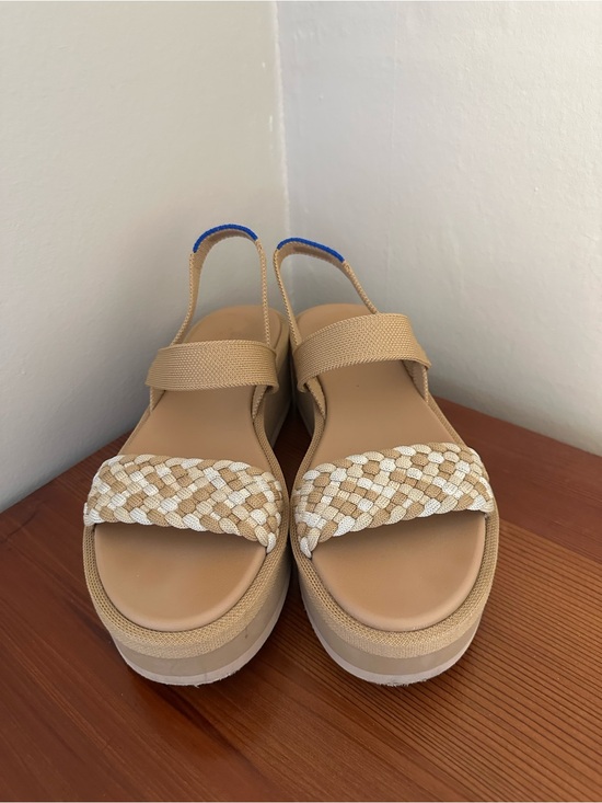 Rothy's Shoes - Rothy’s Woven Strap Tan Platform Sandals - Women